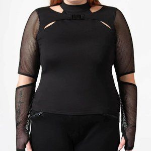 Lazer Beam Fishnet Sleeve Top 4XL UK / 2XL US
